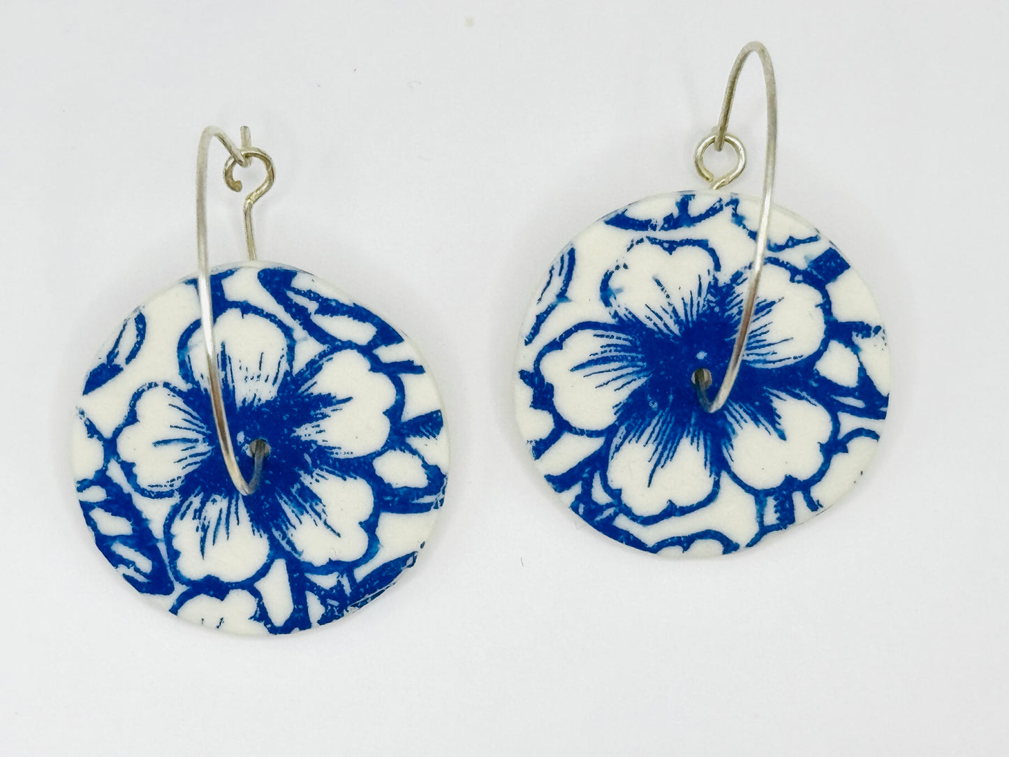 Boucles d'oreilles en porcelaine et transfert