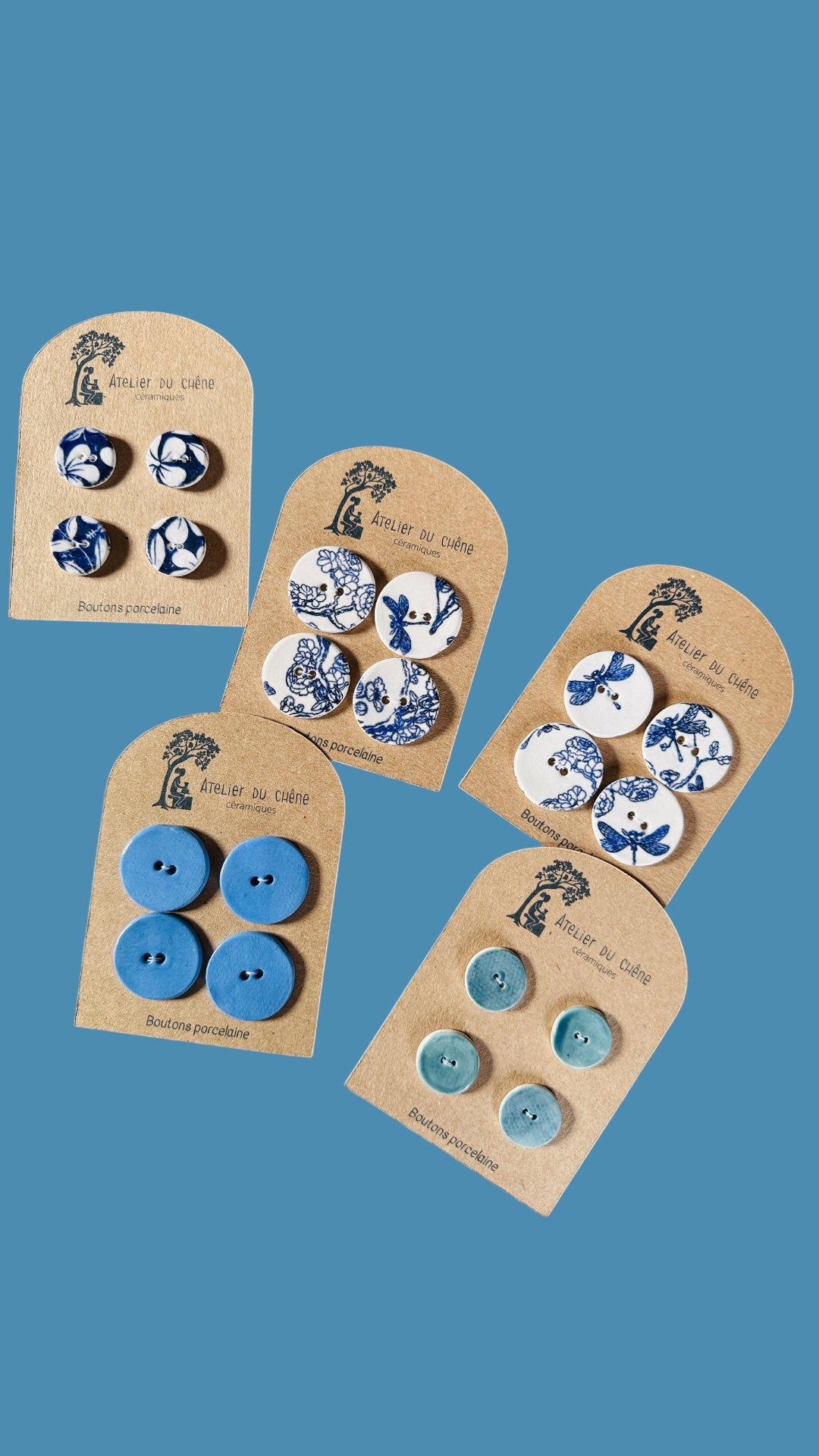Boutons en porcelaine papillon