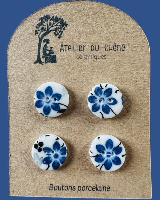 Boutons en porcelaine fleurs