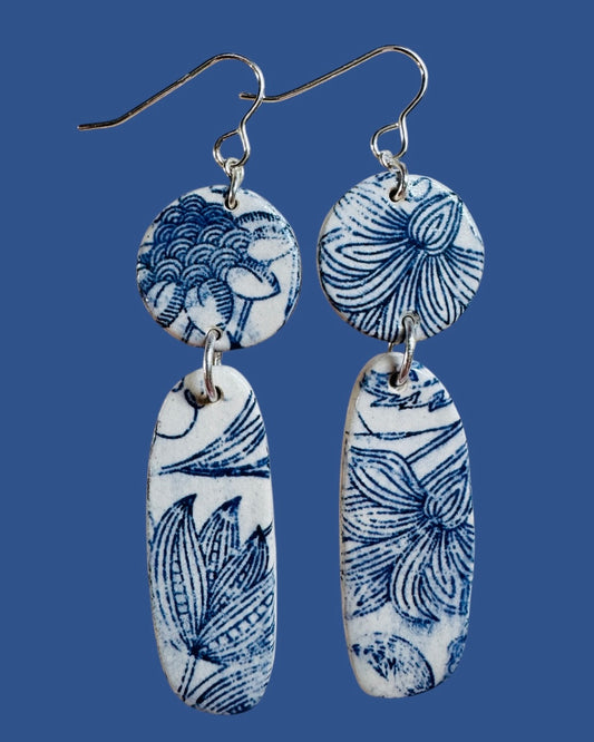 Boucles d'oreilles en faïence rétro