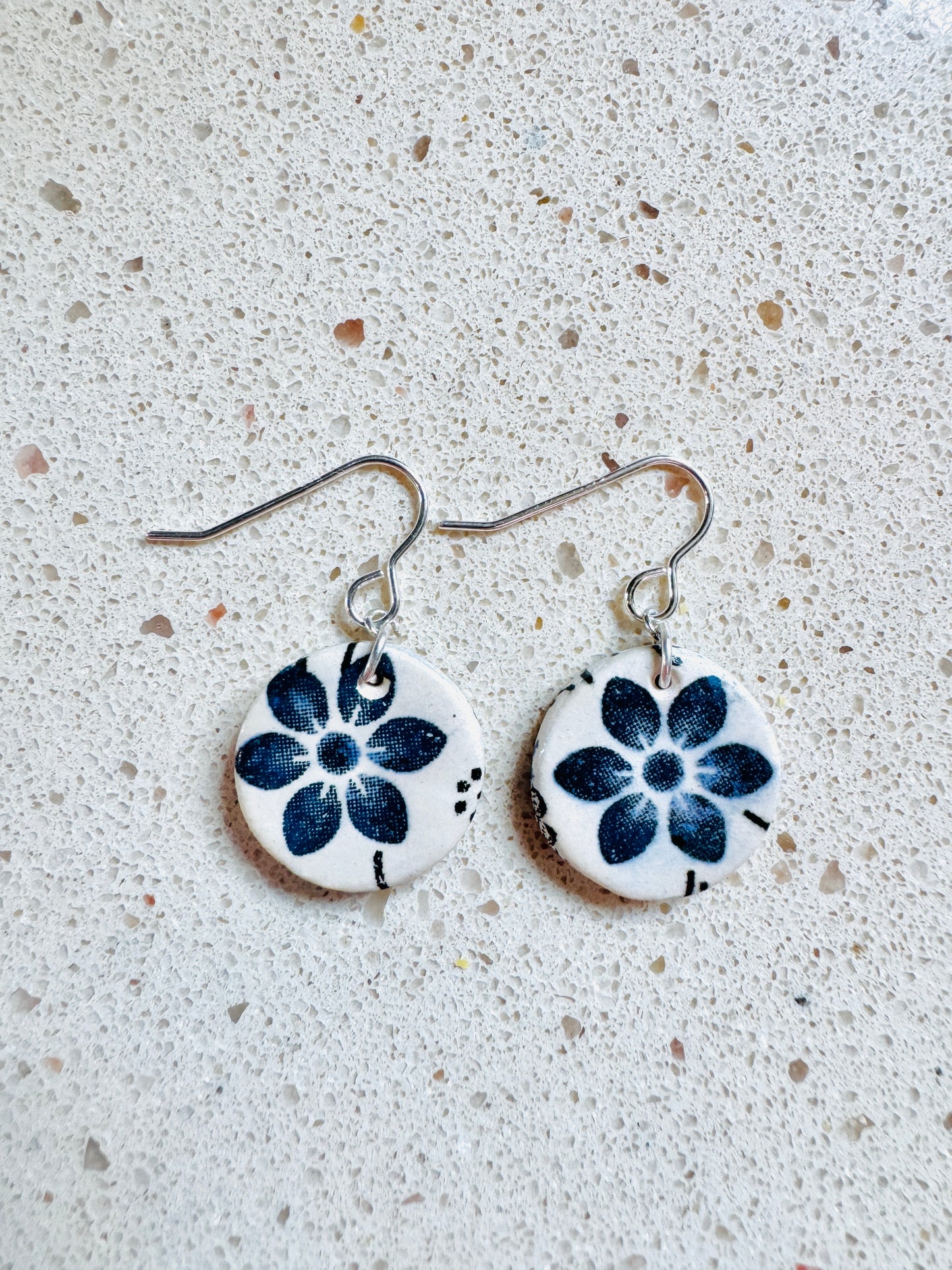 Boucles d'oreilles en faïence fleurs