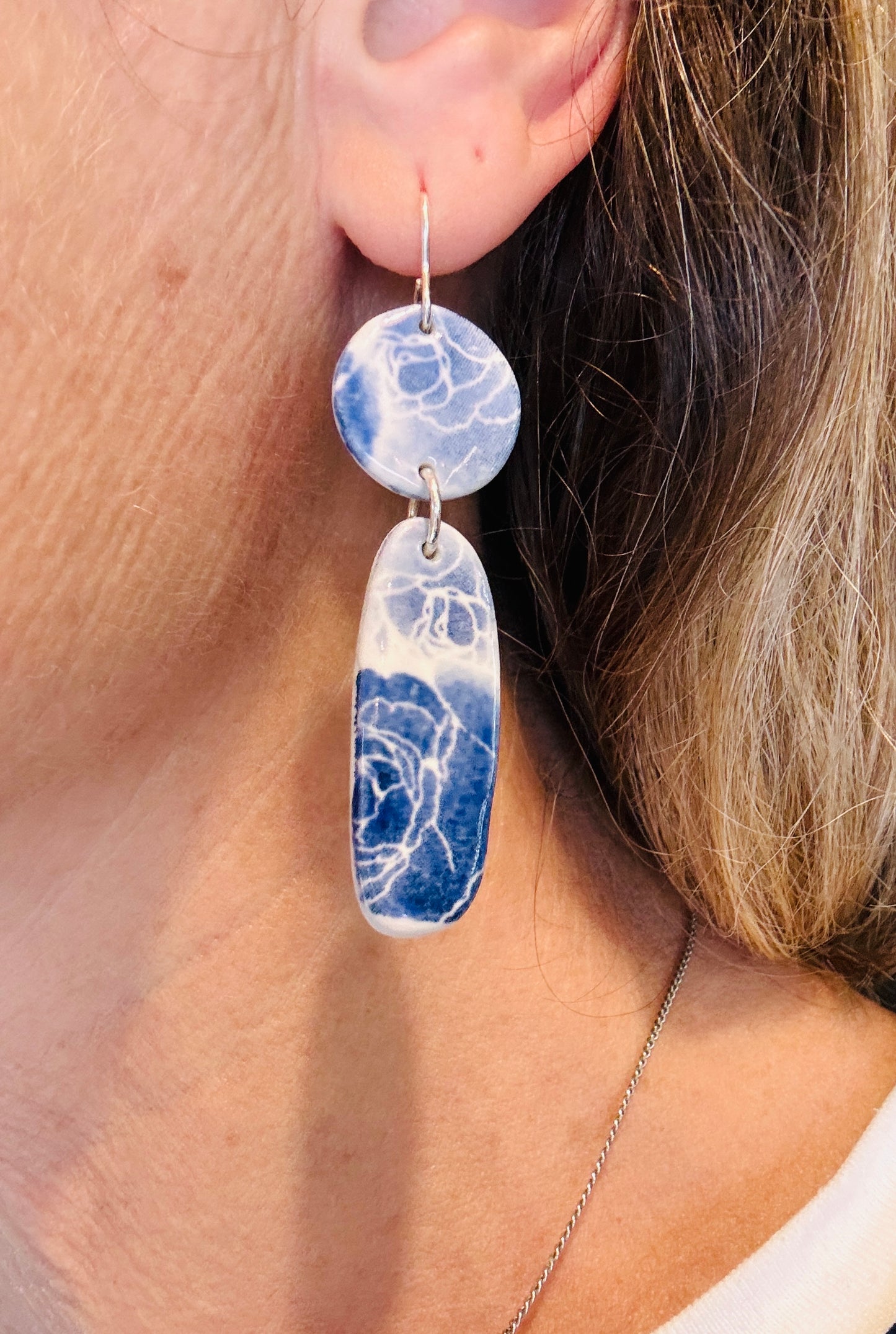 Boucles d'oreilles en porcelaine azuléjos