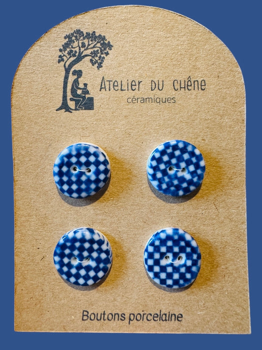 Boutons en porcelaine Damiers