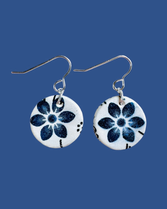 Boucles d'oreilles en faïence fleurs