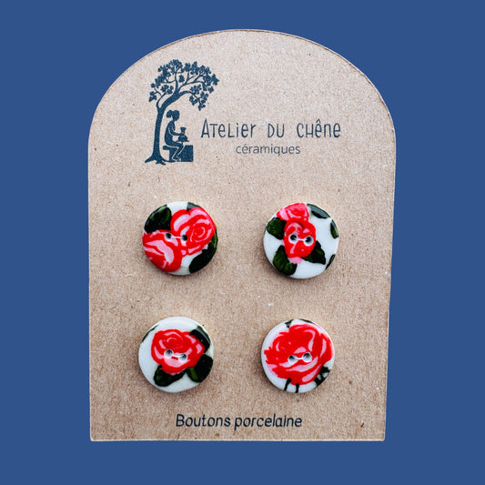 Boutons en porcelaine roses