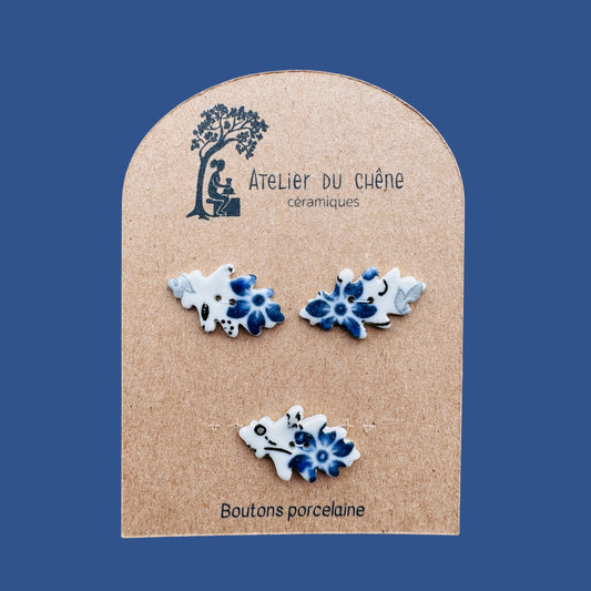 Boutons en porcelaine 3 chênes