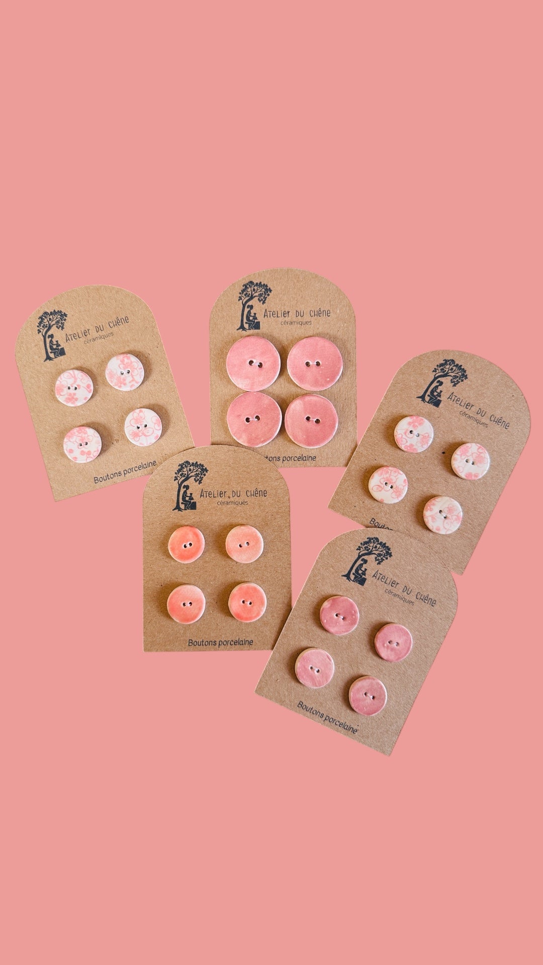 Boutons en porcelaine rose saumon