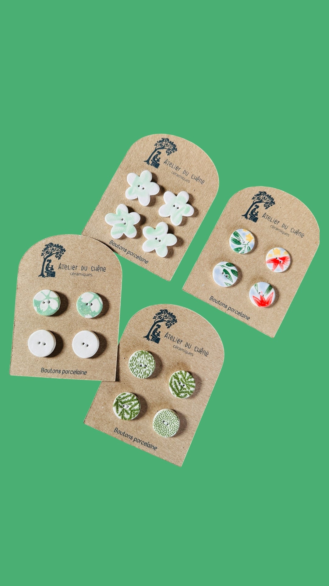 Boutons en porcelaine grandes herbes