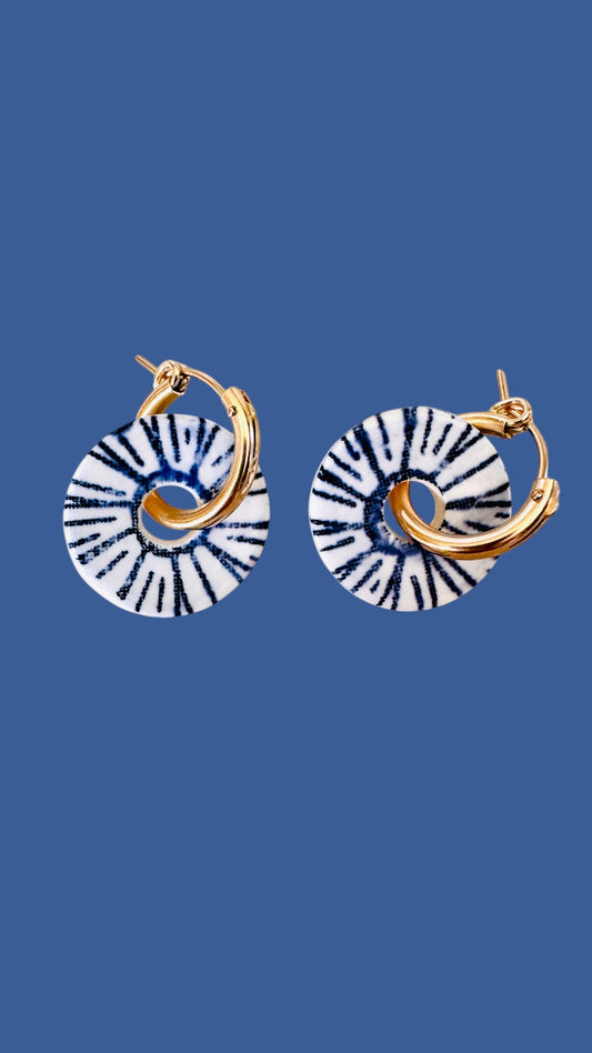 Boucles d'oreilles en porcelaine soleil