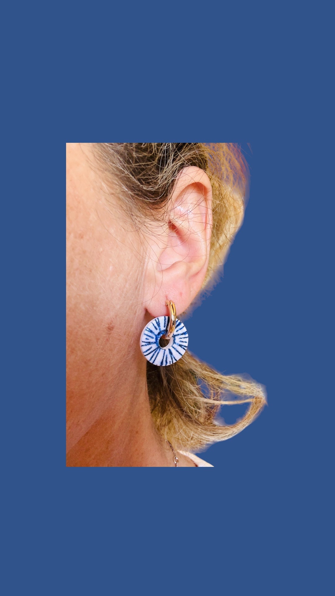 Boucles d'oreilles en porcelaine soleil