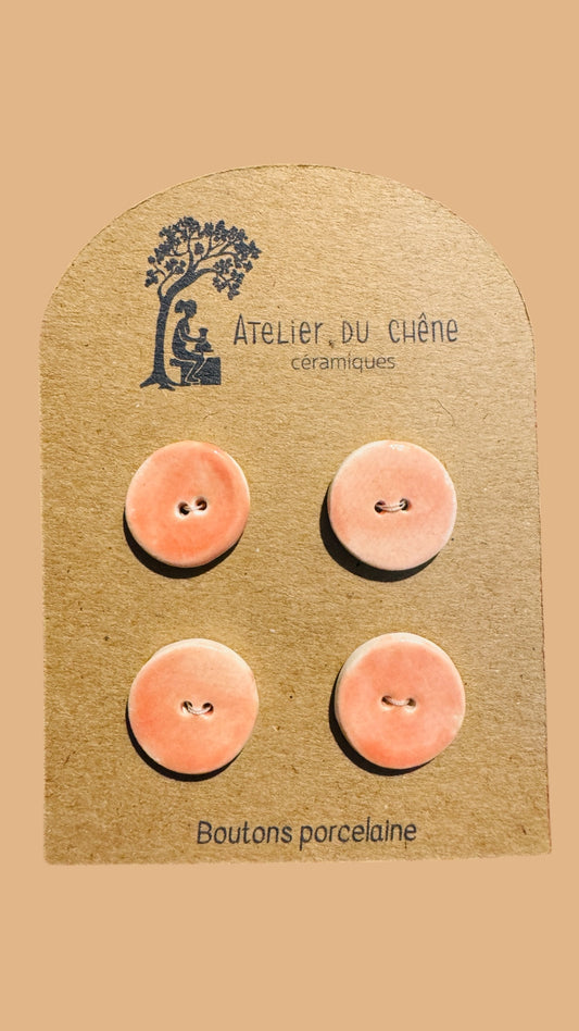 Boutons en porcelaine rose saumon