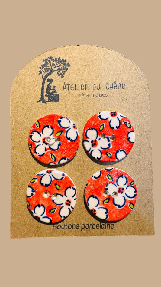 Boutons en porcelaine rouge design