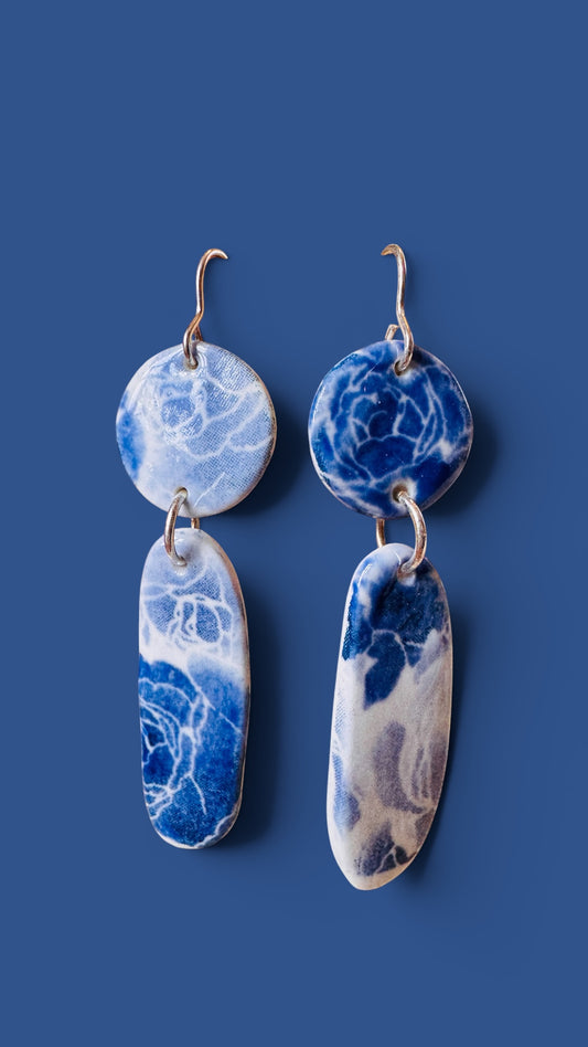 Boucles d'oreilles en porcelaine azuléjos