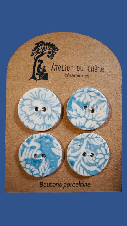 Boutons en porcelaine azulejos turquoise