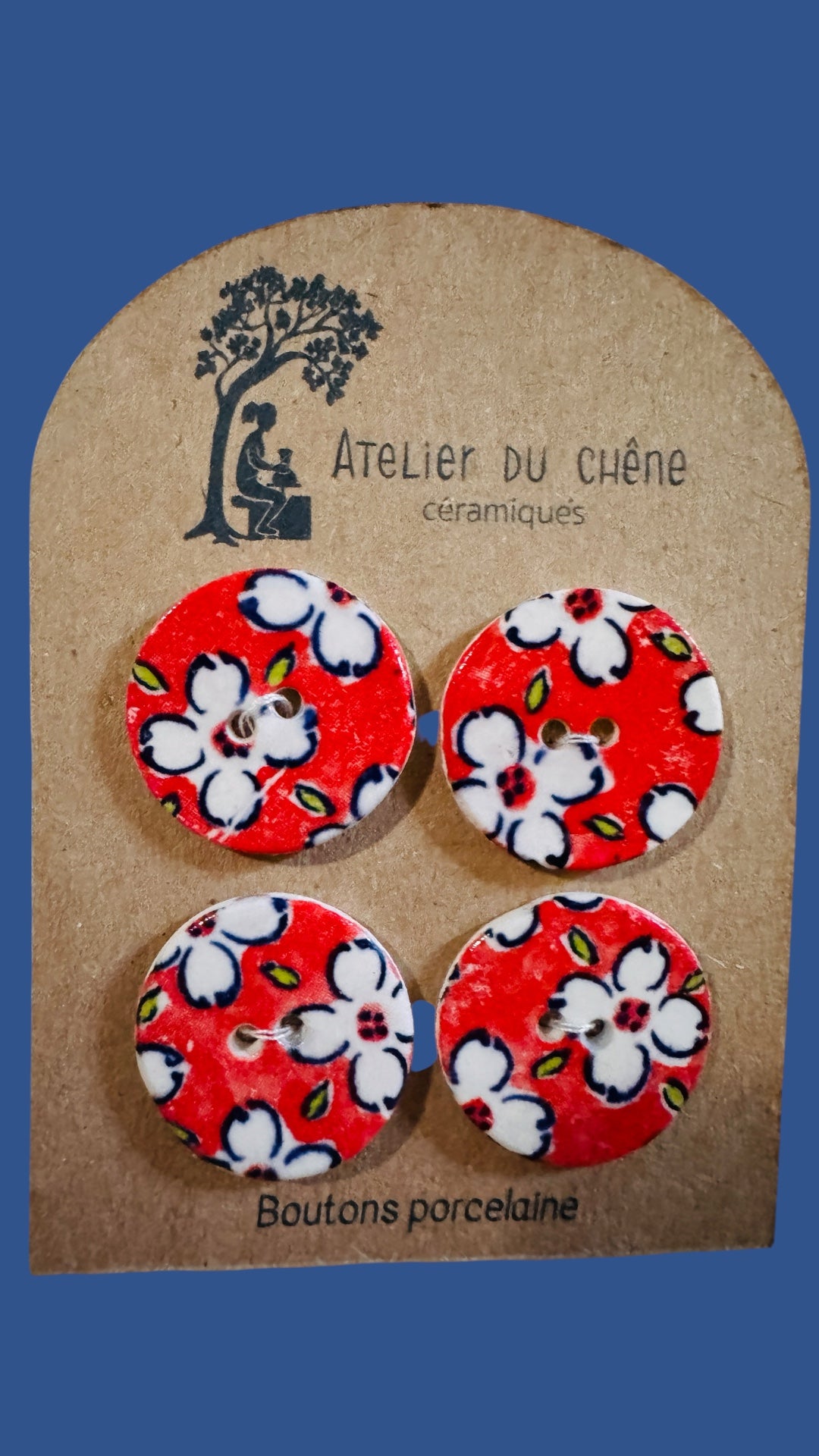 Boutons en porcelaine azulejos rouges